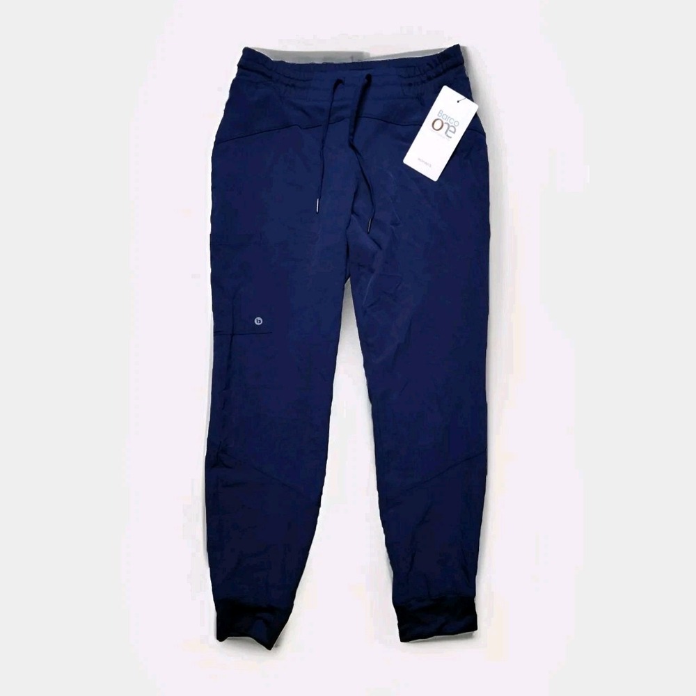 Barco One Women's Three Pocket Elastic Waist Cargo Jogger Scrub Pant Blue Sz SP